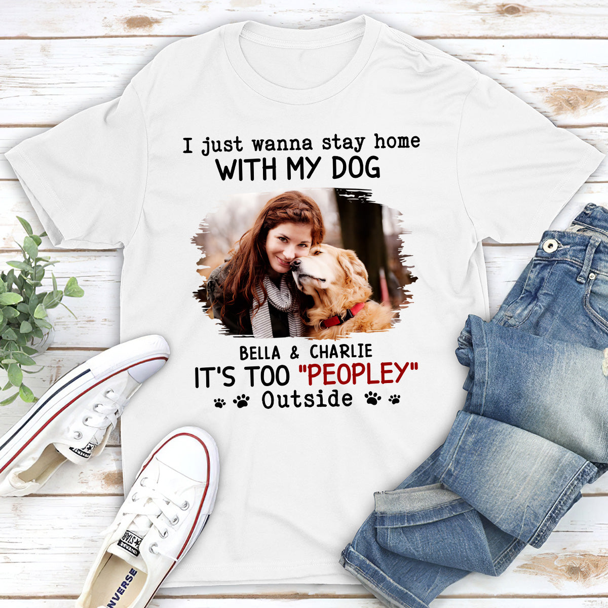 Personalized Unisex 'It's Too Crowded Outside' Ver Photo T-shirt - Ideal Gift for Pet Lovers