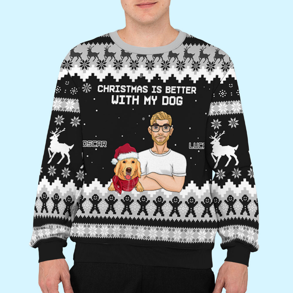 Personalized All-Over-Print Dog Lover's Holiday Sweatshirt