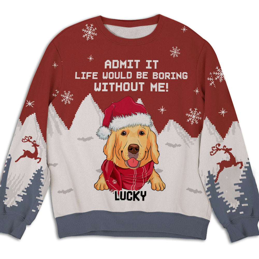 Snowy Delight: Personalized All-Over-Print Sweatshirt for Pet Lovers
