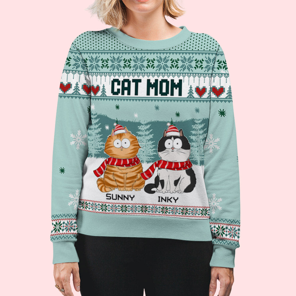 Personalized Cozy Winter Dog Mom All-Over-Print Sweatshirt - Ideal Gift for Dog Lovers