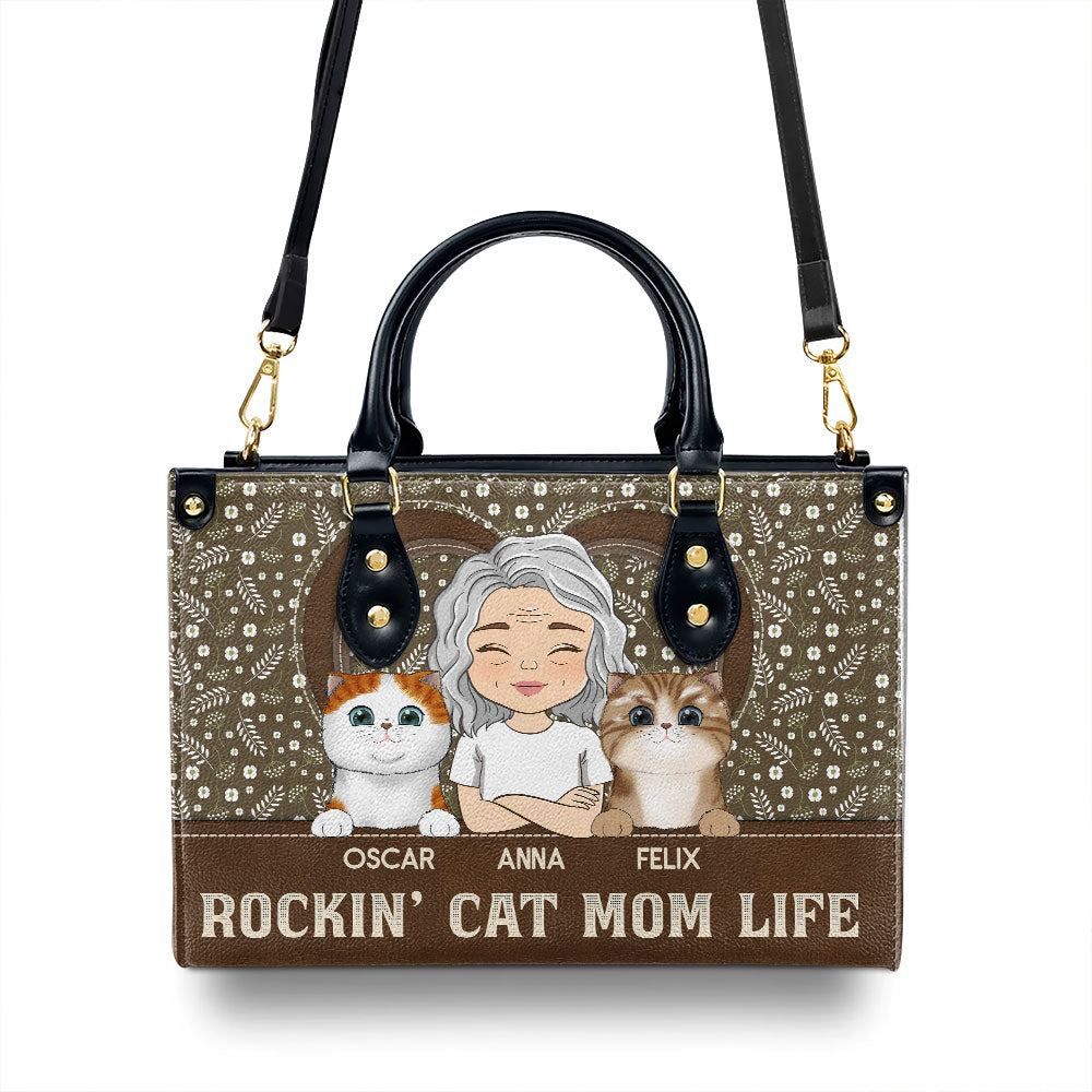 Rockin' Mom Life - Customizable Personalized Leather Handbag for Baby Lovers