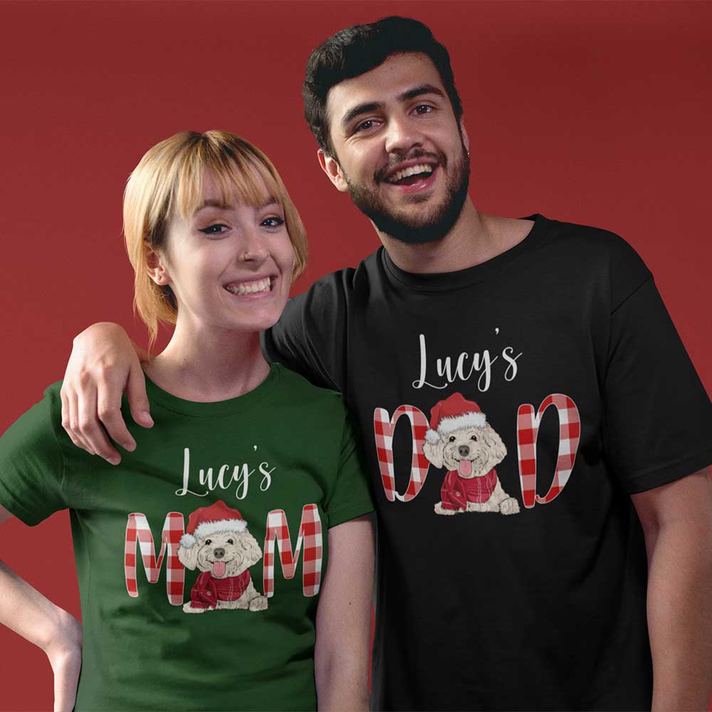 Personalized Christmas T-shirt for Dog Moms and Dads - Unisex Style