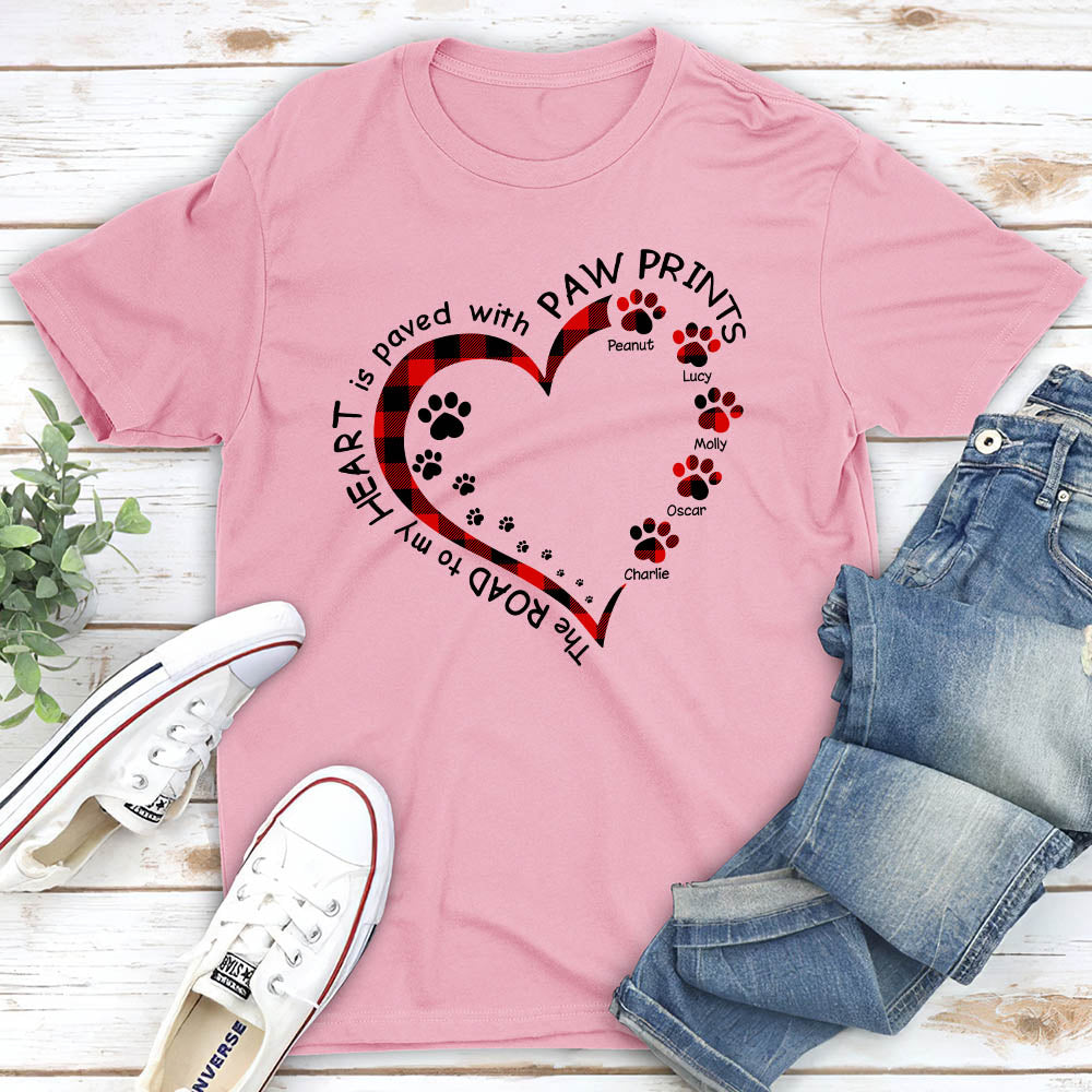 Personalized Paw Prints Heart Unisex T-shirt - Ideal Gift for Pet Lovers