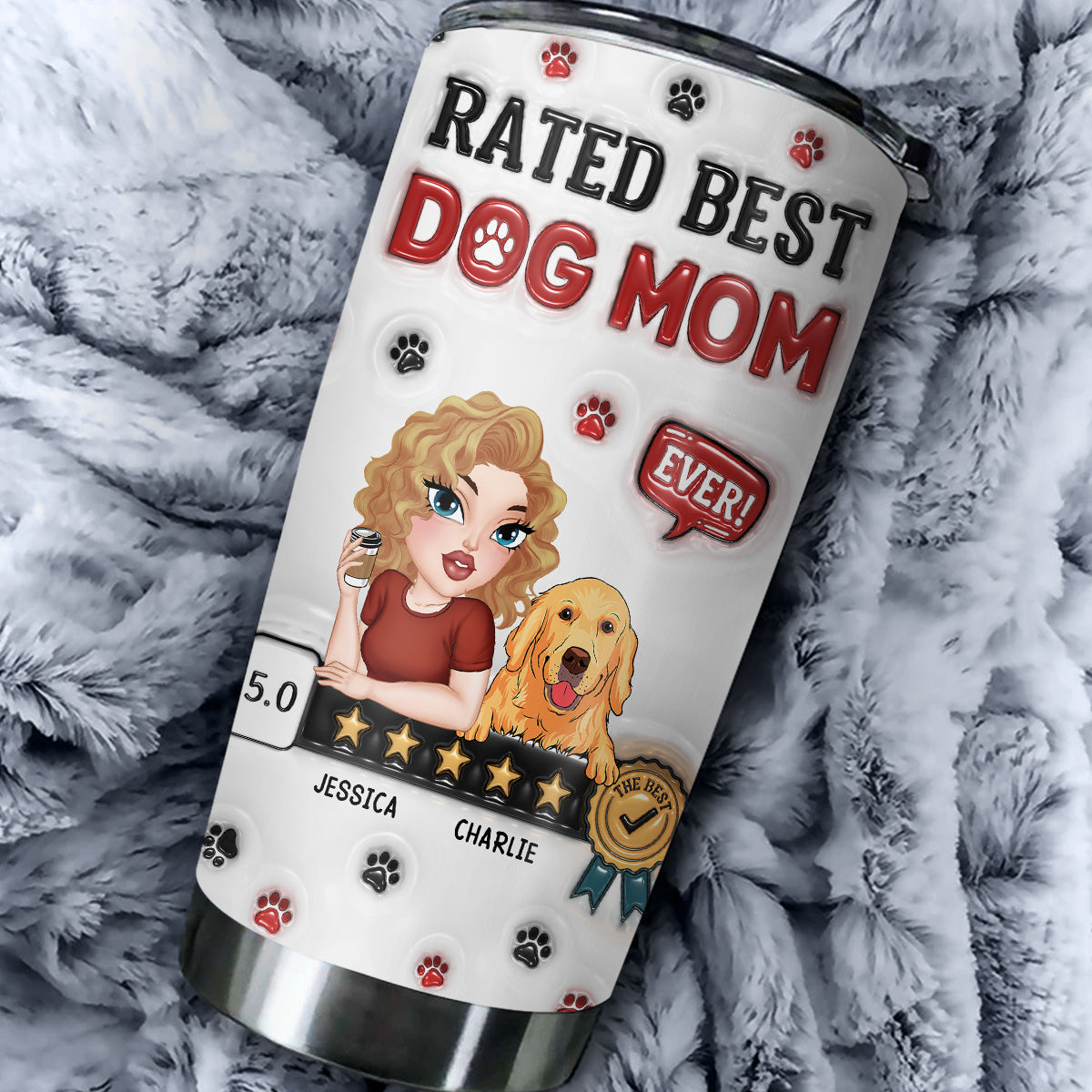 Top-Rated Personalized 3D Inflated Effect Tumbler for Dog Moms