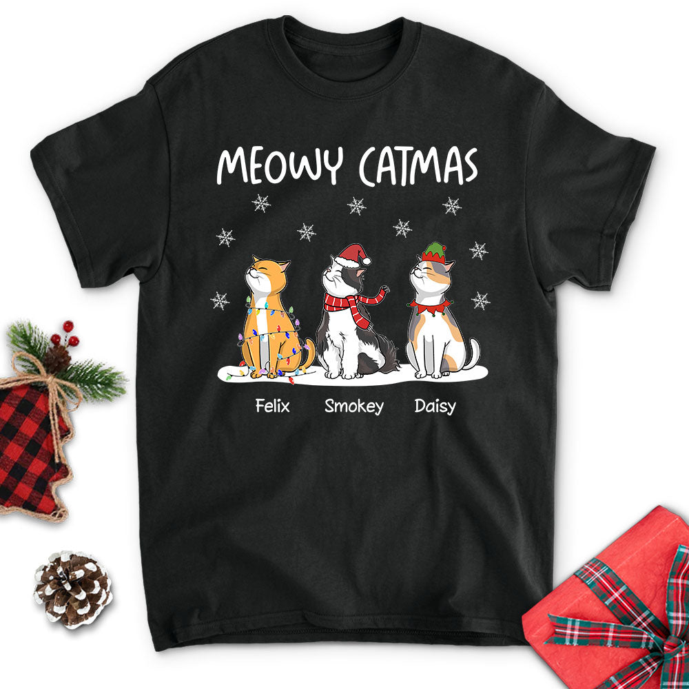 Meowy Catmas - Customizable Unisex Personalized Cat Lover T-shirt