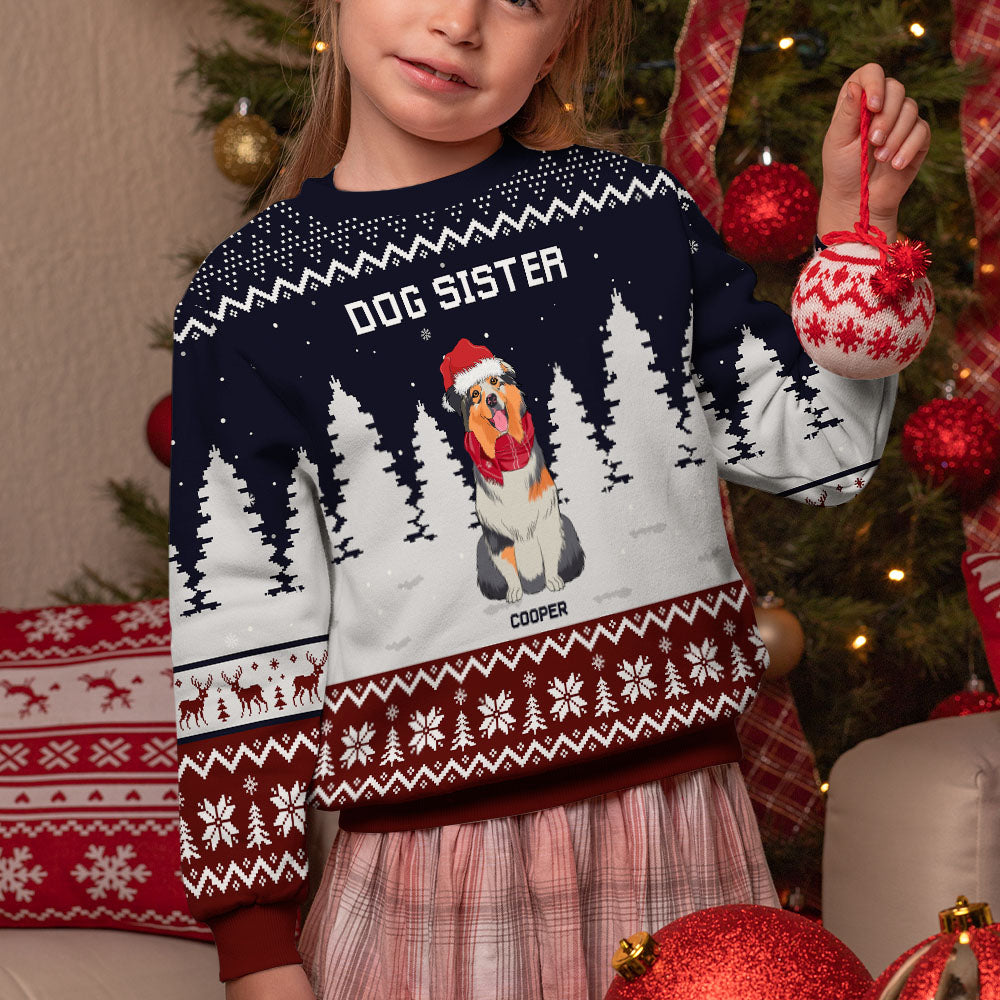 Personalized Custom Dog Brother/Sister Snowflake All-Over-Print Kids Sweatshirt
