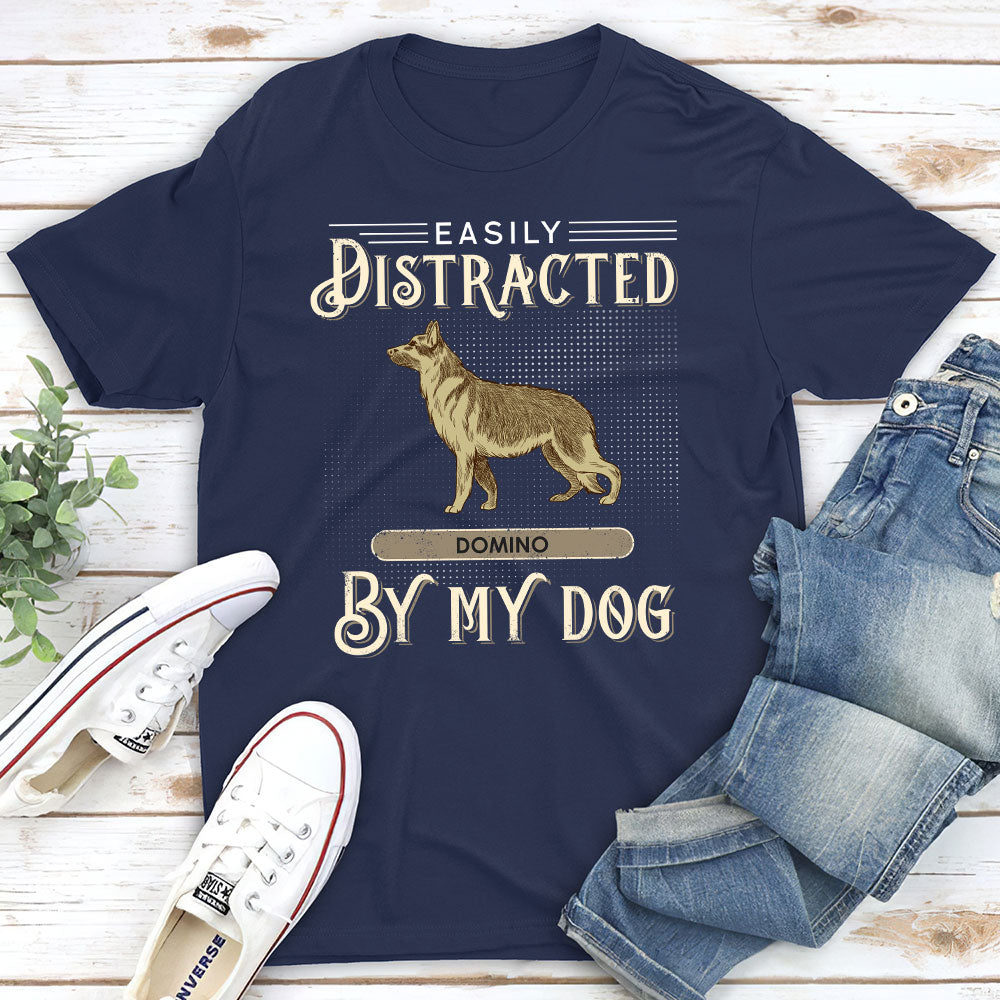Customizable Distracted By Vintage Dog Unisex T-shirt - Ideal Gift for Pet Lovers