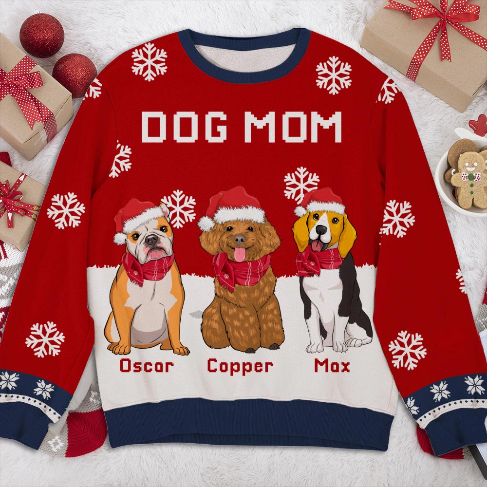Personalized Winter Dog Dad Mom All-Over-Print Sweatshirt - Ideal Gift for Pet Lovers