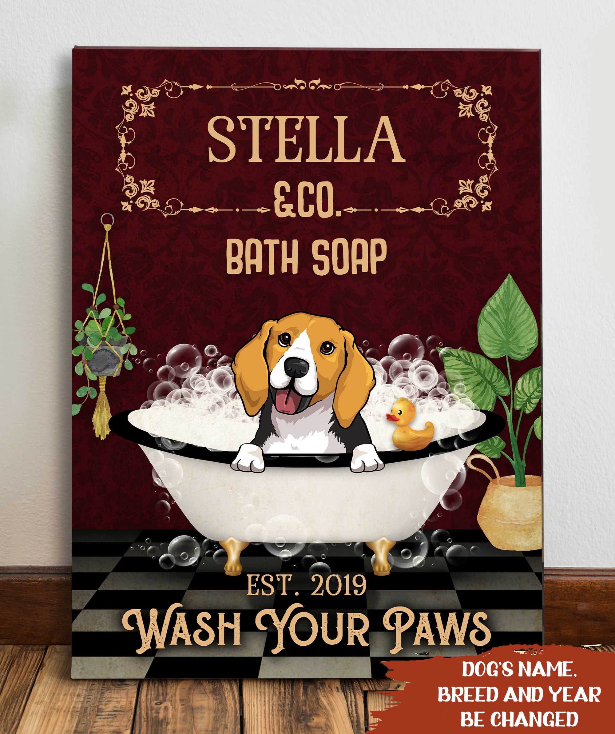 Personalized Custom Wash Your Paws Canvas - Ideal Gift for Pet Lovers