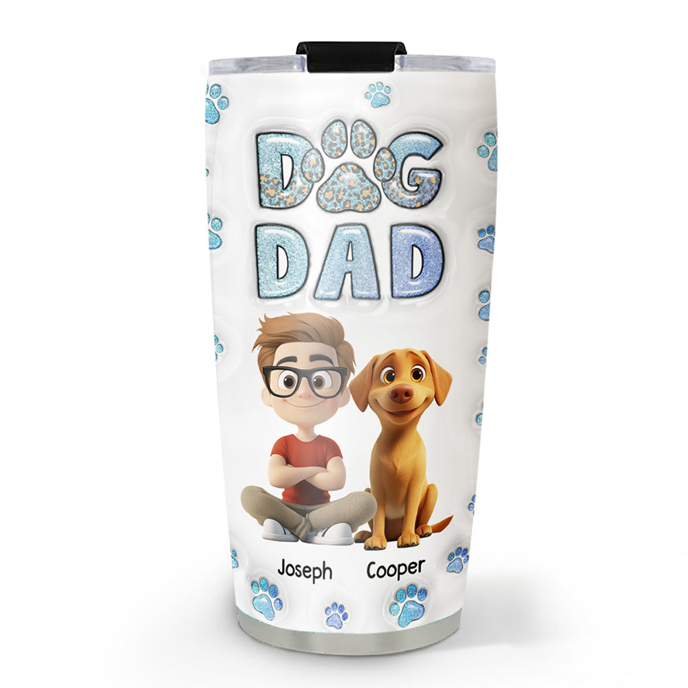 Personalized 3D Inflated Effect Dog Dad Chibi Tumbler - Ideal for All Occasions
