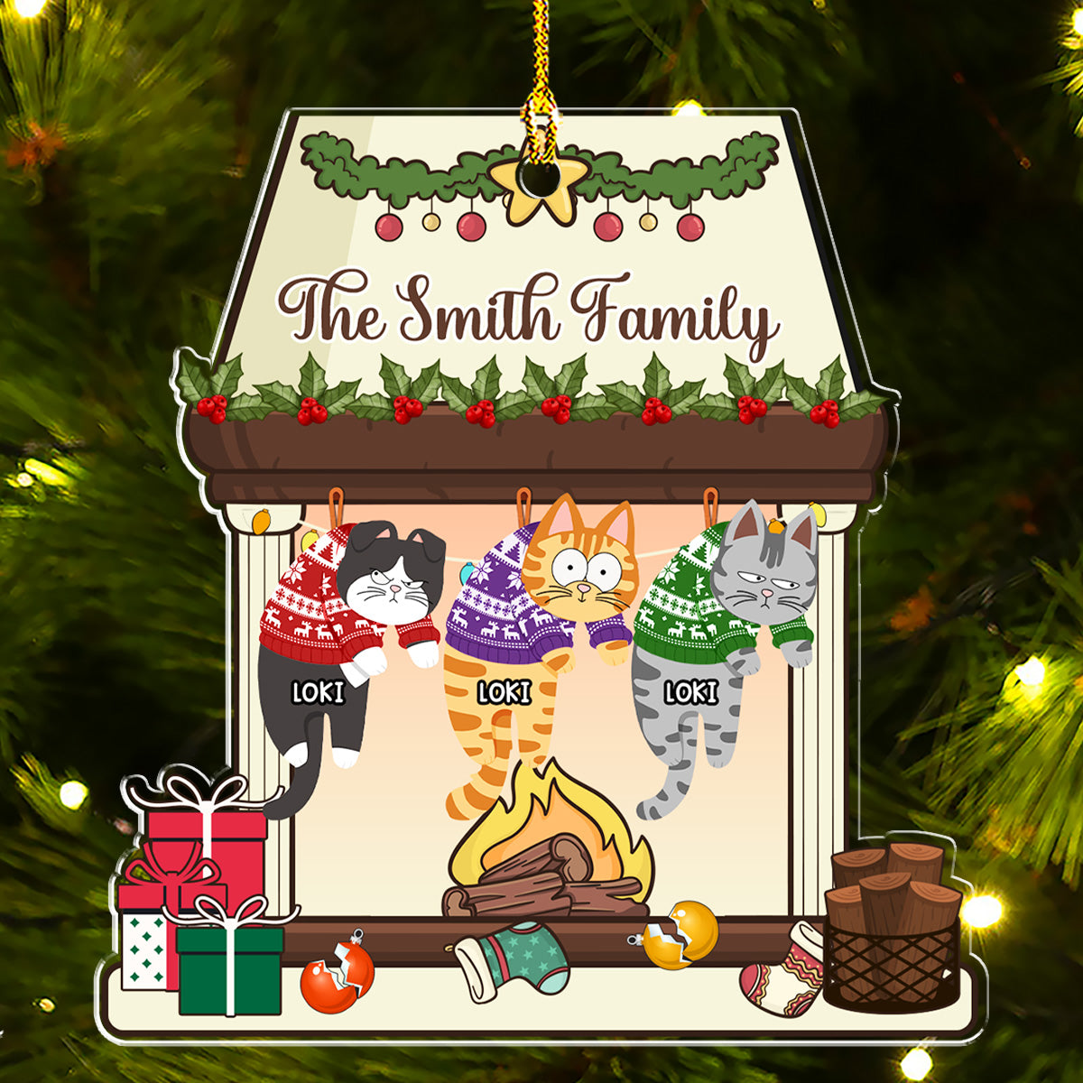Customizable Personalized Acrylic Christmas Ornament - We Are Not Naughty Cats
