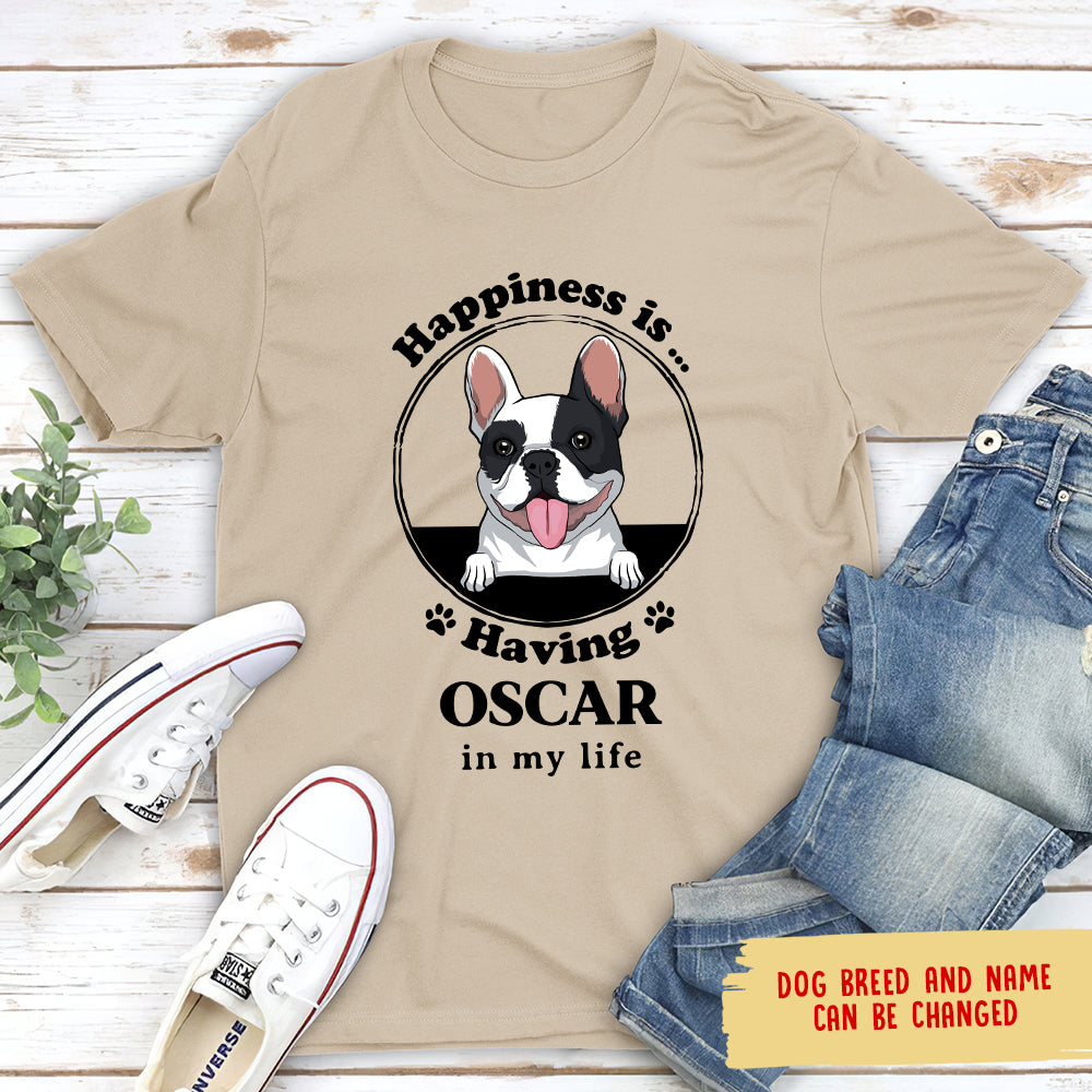 Personalized Custom Unisex 'Happiness Is' T-shirt for Pet Lovers