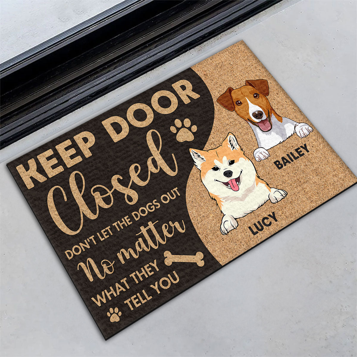 Personalized Custom Doormat: Keep Dogs In, Welcome Guests With Love