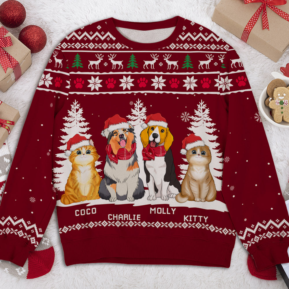 Customizable Winter Pet All-Over Print Sweatshirt: Ideal Gift for Pet Lovers
