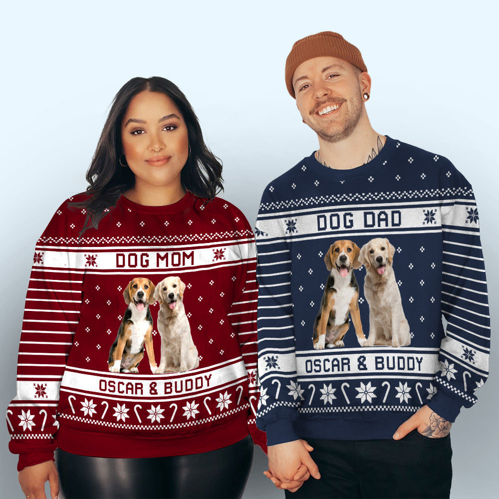 Merry Woofmas Personalized Custom All-Over-Print Sweatshirt - Ideal Gift for Pet Lovers