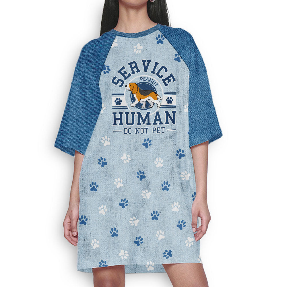 Personalized Custom 3/4 Sleeve Dog Mom Dress - Service Human Pattern