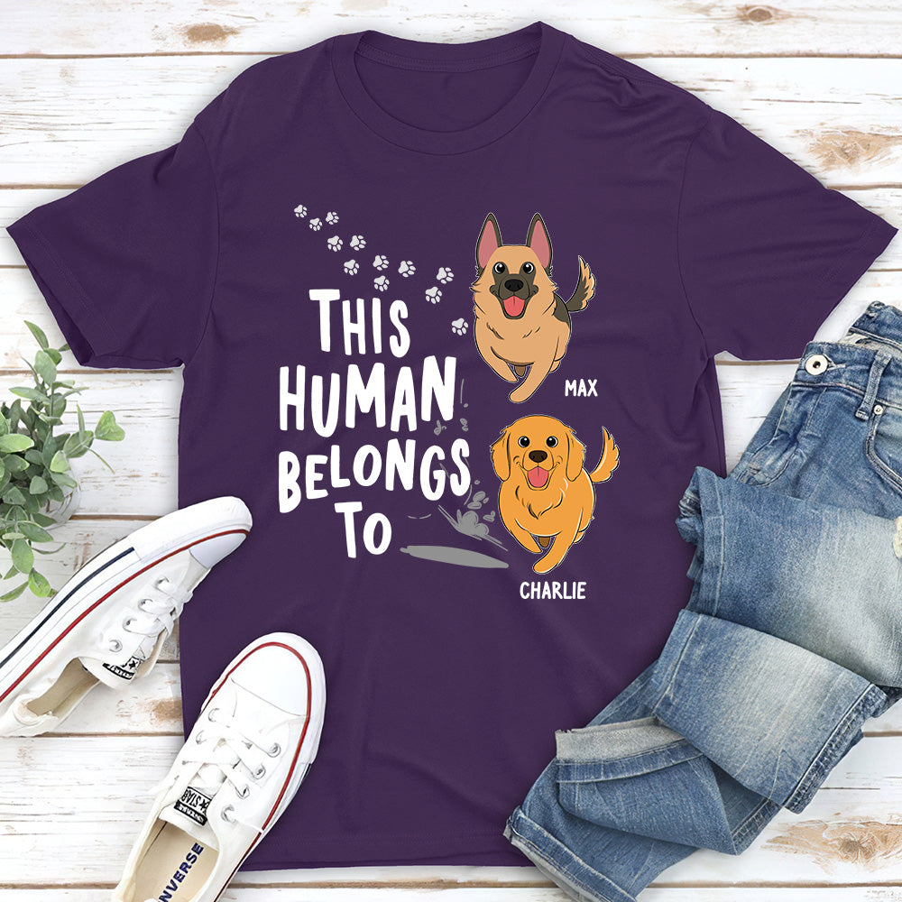 Personalized Unisex 'Human Belongs To Dogs' T-shirt - Ideal Gift for Pet Lovers