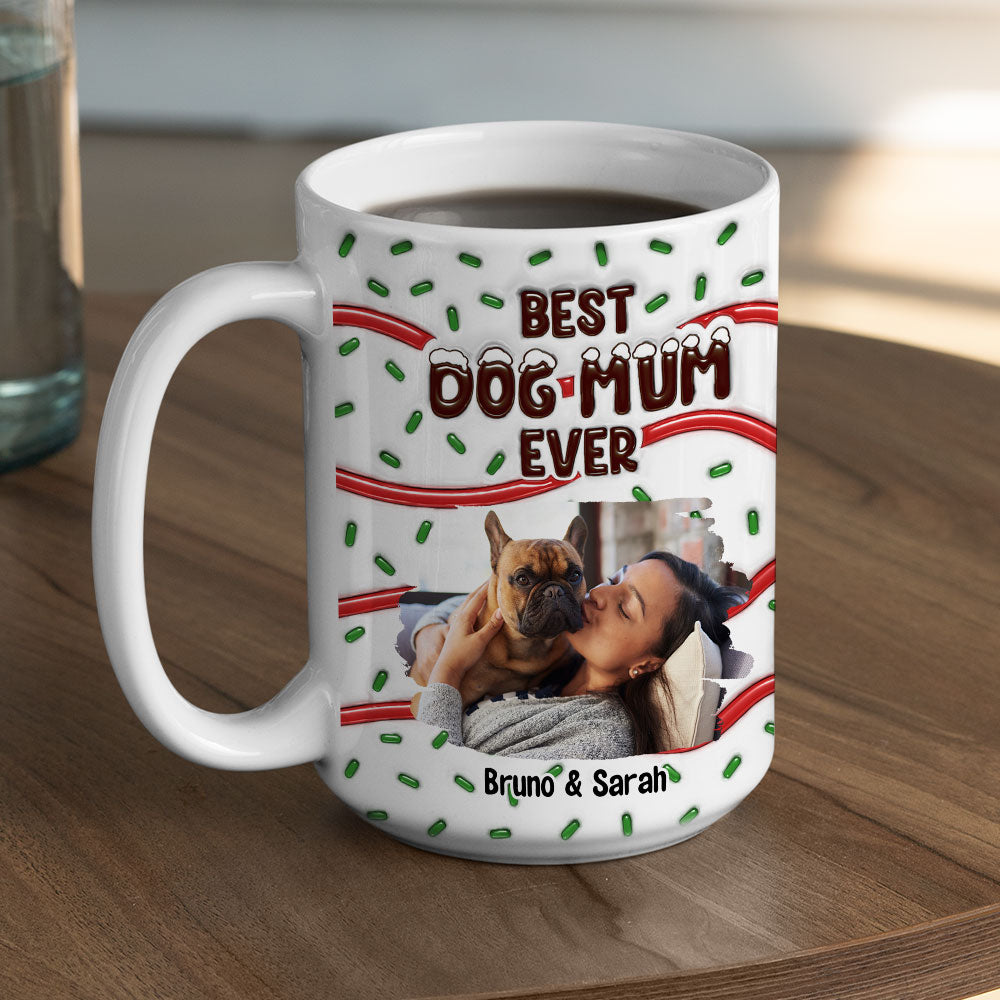 Personalized 3D Inflated Effect Mug: Best Gift for Dog Moms with Custom Cake Photos