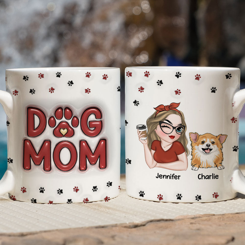 Personalized 3D Inflated Effect Lovely Dog Mom Mug