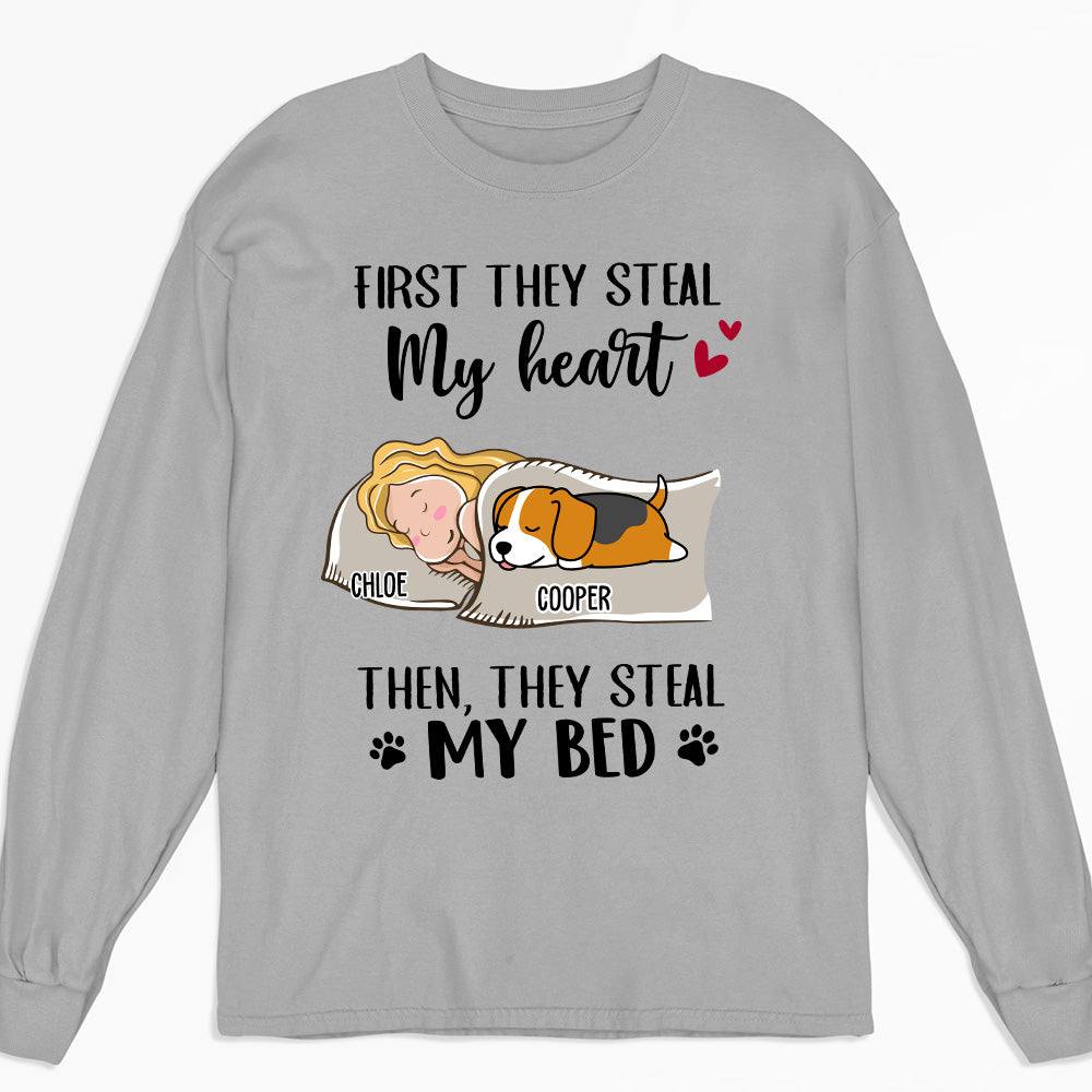 My Heart My Bed - Personalized Custom Long Sleeve T-shirt for Pet Lovers