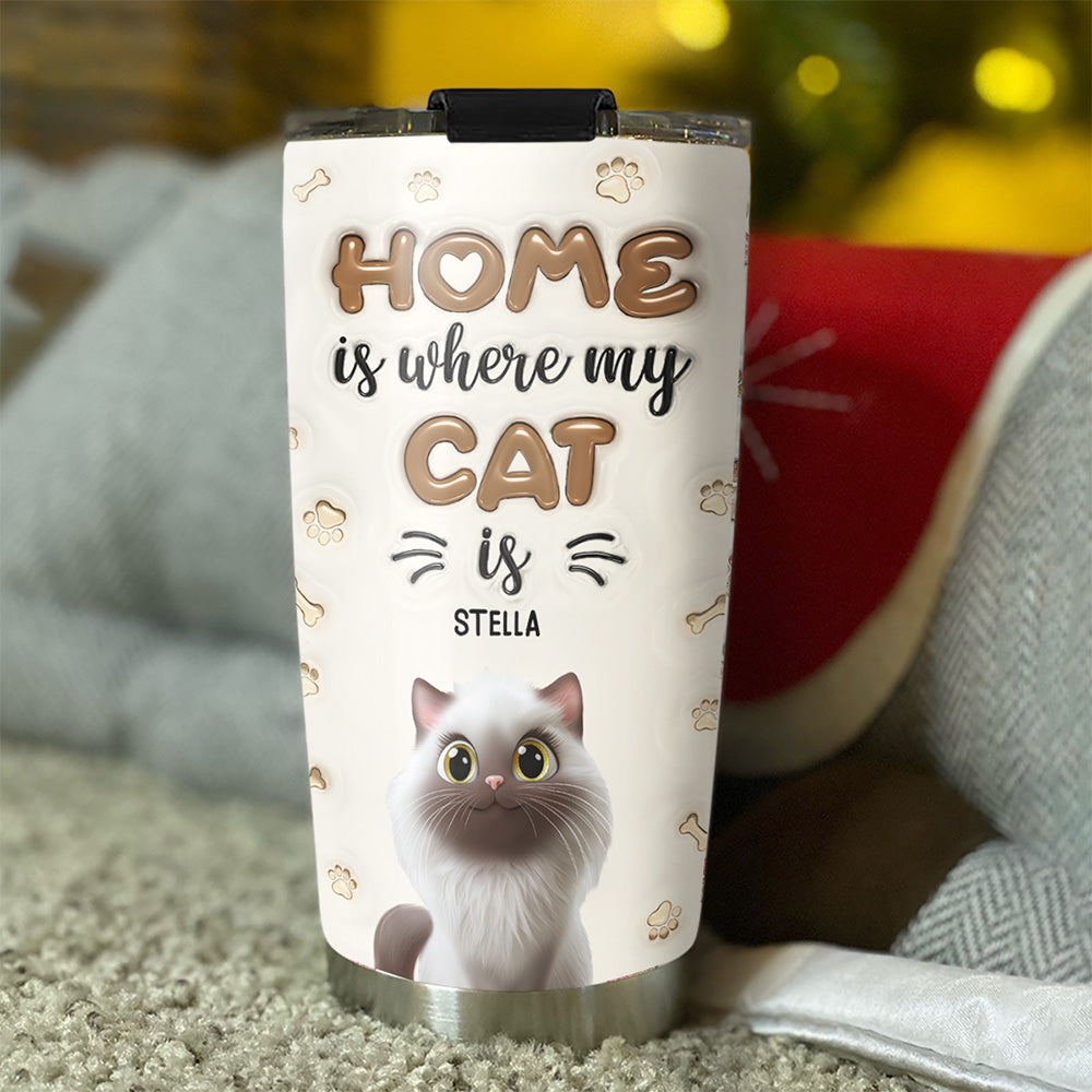 Personalized 3D Inflated Effect Tumbler - Home Sweet Home with Your Cats