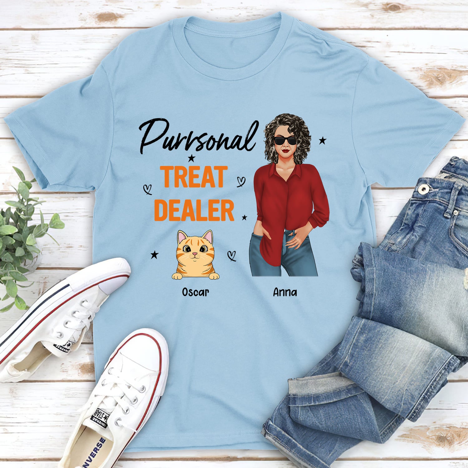 Customizable Unisex Cat Treat Lover T-shirt - Ideal Gift for Pet Enthusiasts