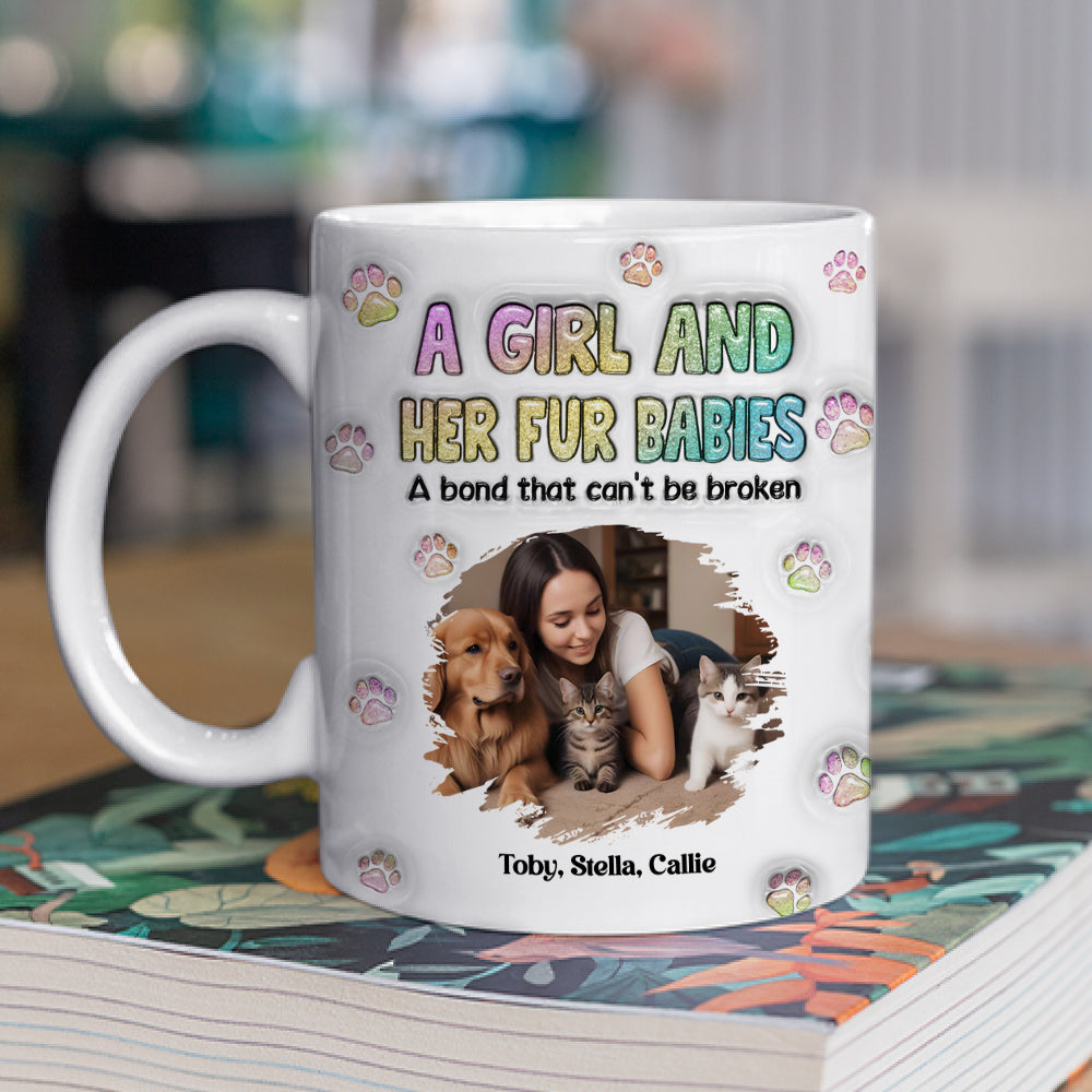 Personalized 3D Inflated Effect Mug with A Girl And Her Fur Babies Photo