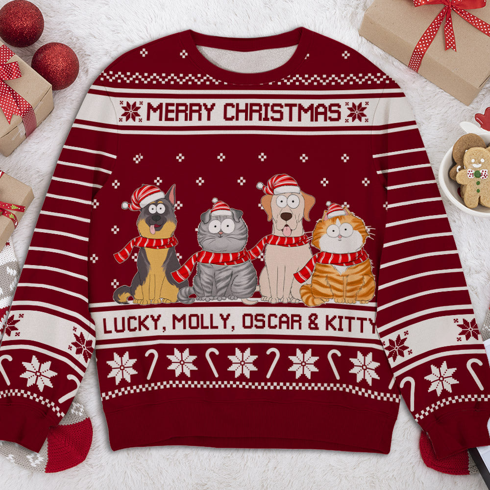Personalized Merry Christmas Fur Mom All-Over-Print Sweatshirt - Ideal Gift for Pet Lovers