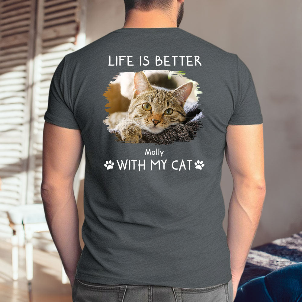Personalized 'Better With Cats' Unisex T - shirt: Ideal Gift for Pet Lovers