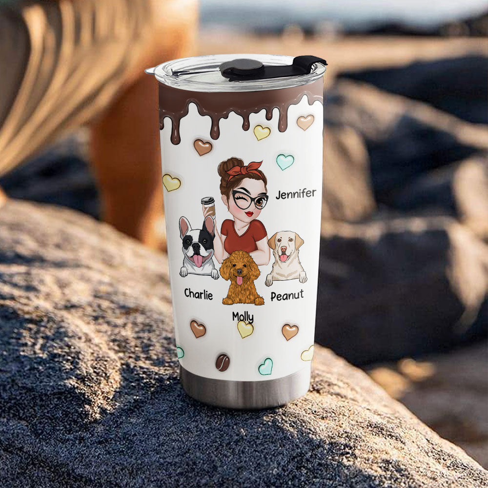 Personalized 3D Inflated Coffee and Dog Tumbler - Customizable Drinkware