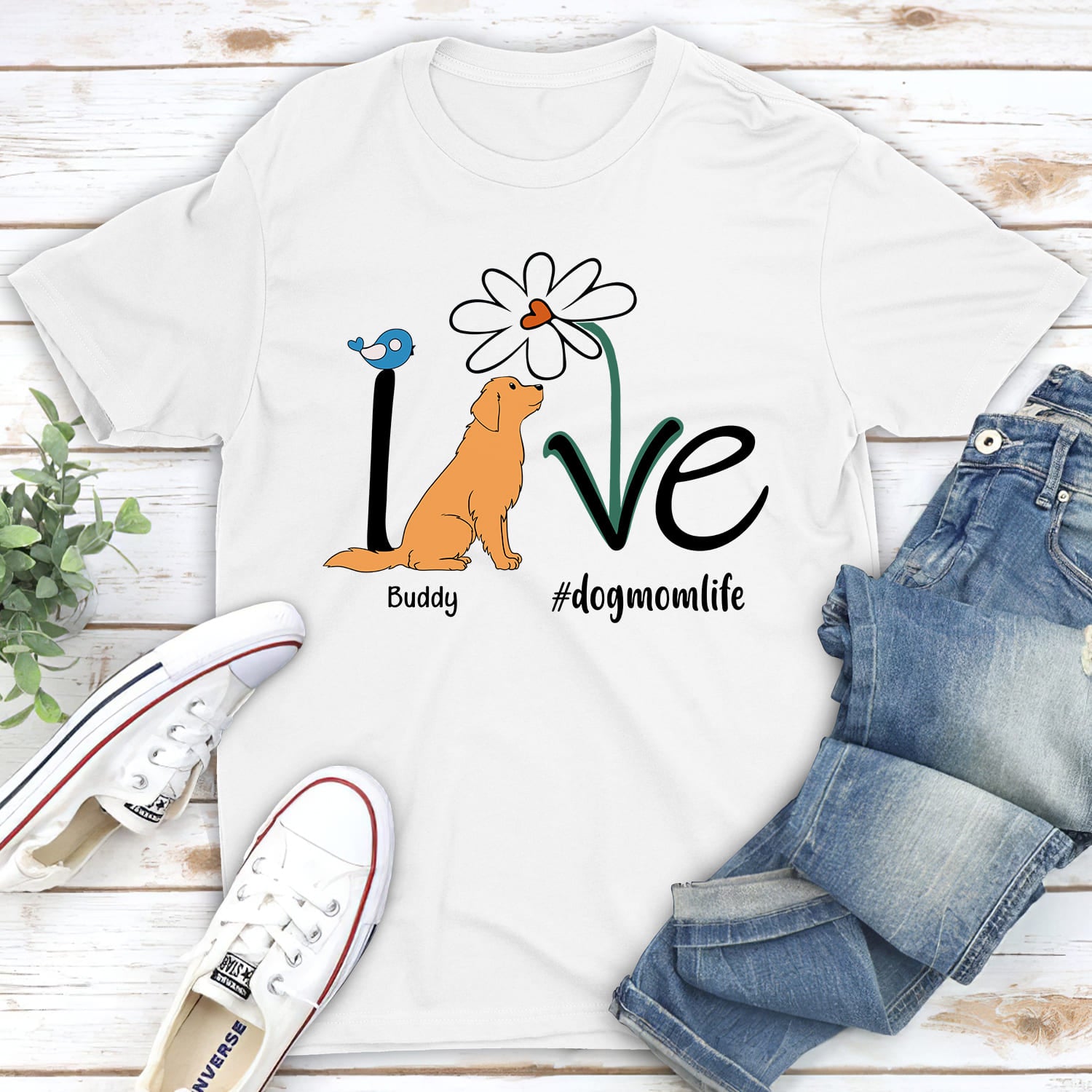 Customizable Dog Mom Life Flower Unisex T-shirt - Ideal Gift for Pet Lovers