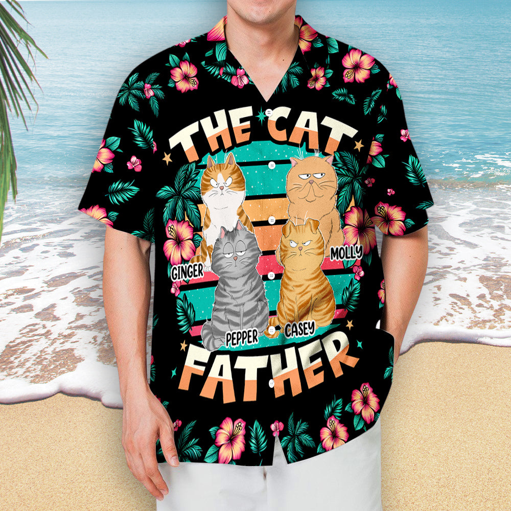 The Cat Father - Customizable Personalized Hawaiian Shirt for Pet Lovers