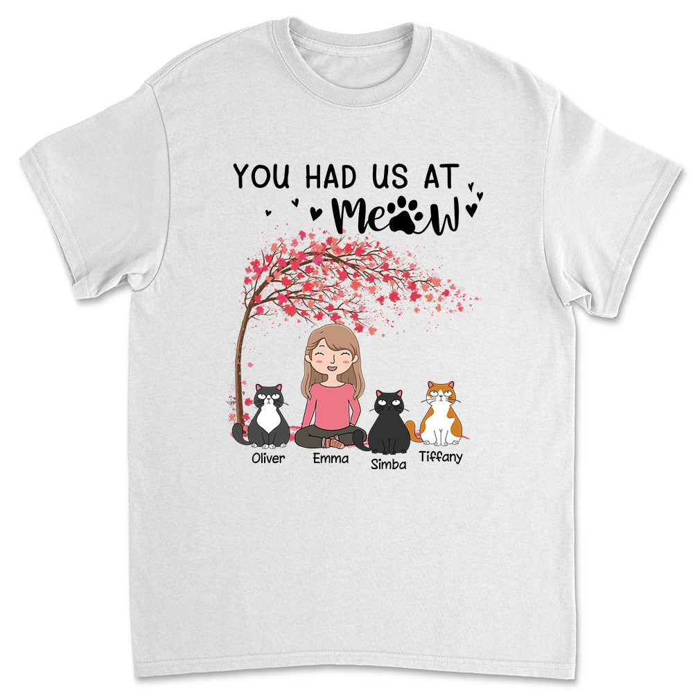 You Had Me At Meow Cartoon Personalized Unisex T-shirt - Ideal Gift for Pet Lovers