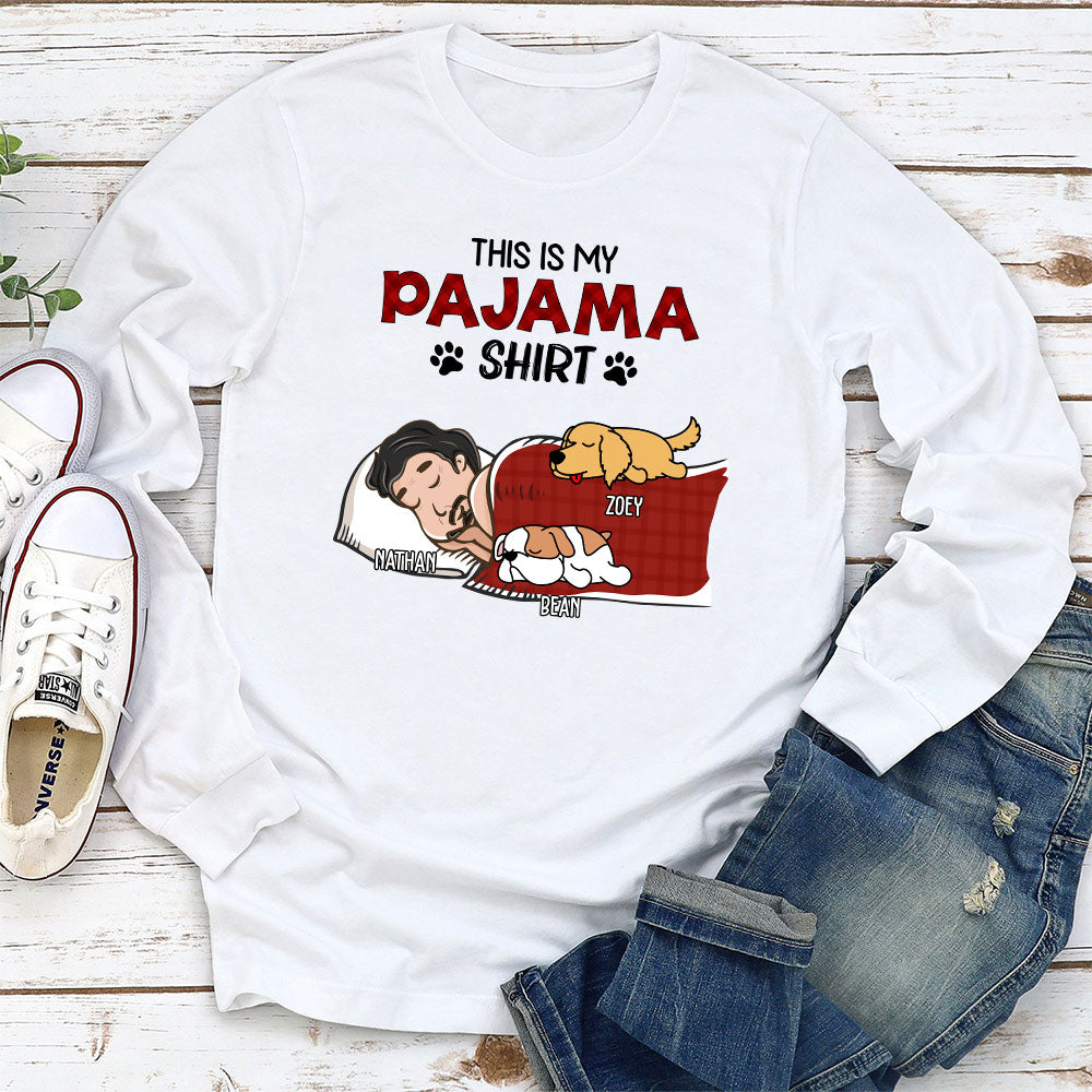 Customizable Personalized Long Sleeve Sleeping Pajama T - Shirt for Pet Lovers