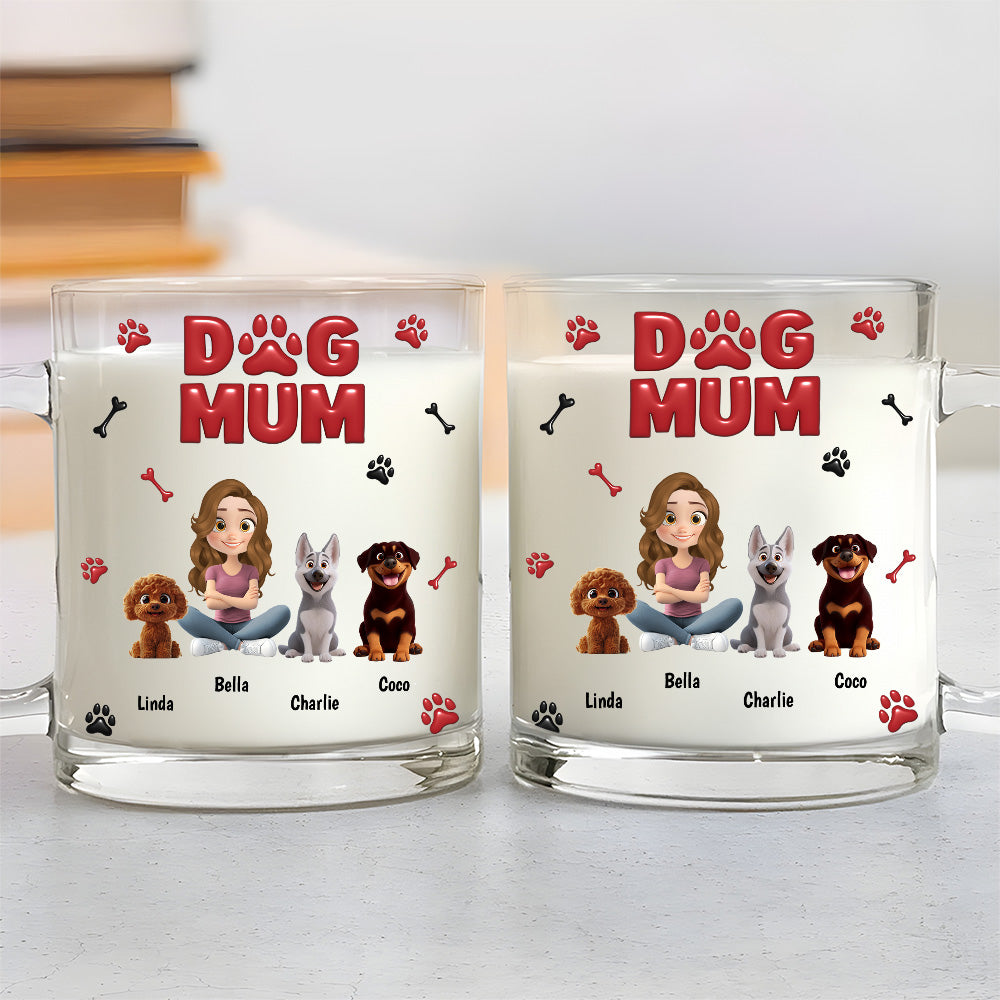 Customizable 3D Inflated Effect Personalized Glass Mug for Dog Lovers