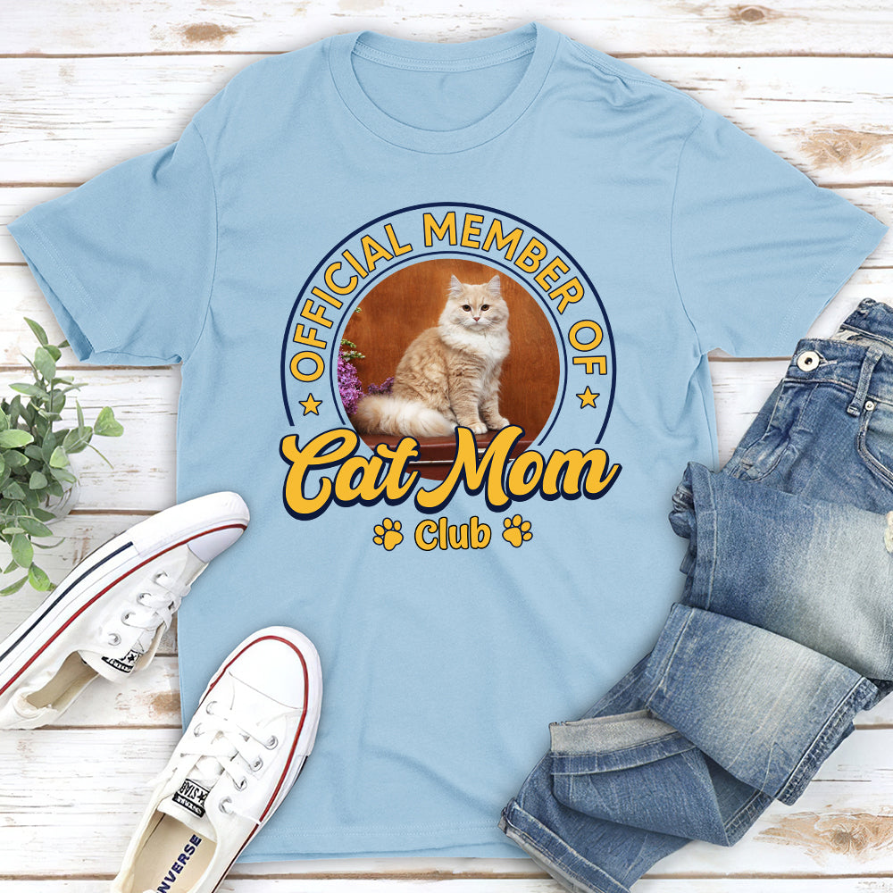 Personalized Custom Unisex 'Member Of Cat Mom Club' Photo T-shirt - Ideal Gift for Pet Lovers