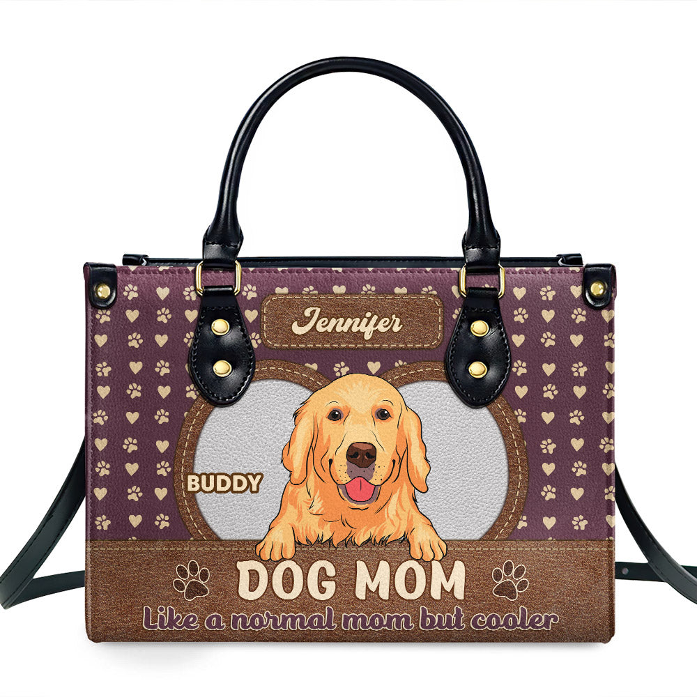 Cool Dog Mom Personalized Custom Leather Handbag