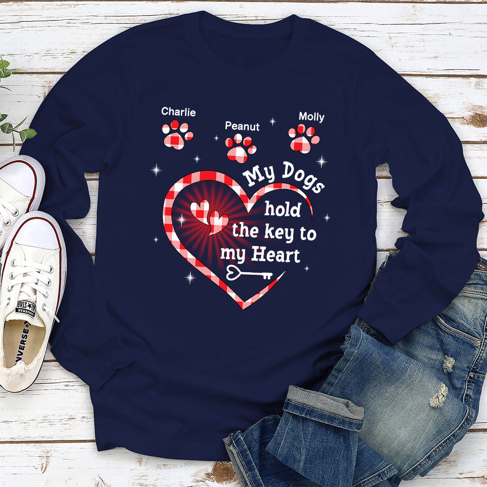 My Dog Holds The Key - Customizable Personalized Long Sleeve T - shirt for Pet Lovers