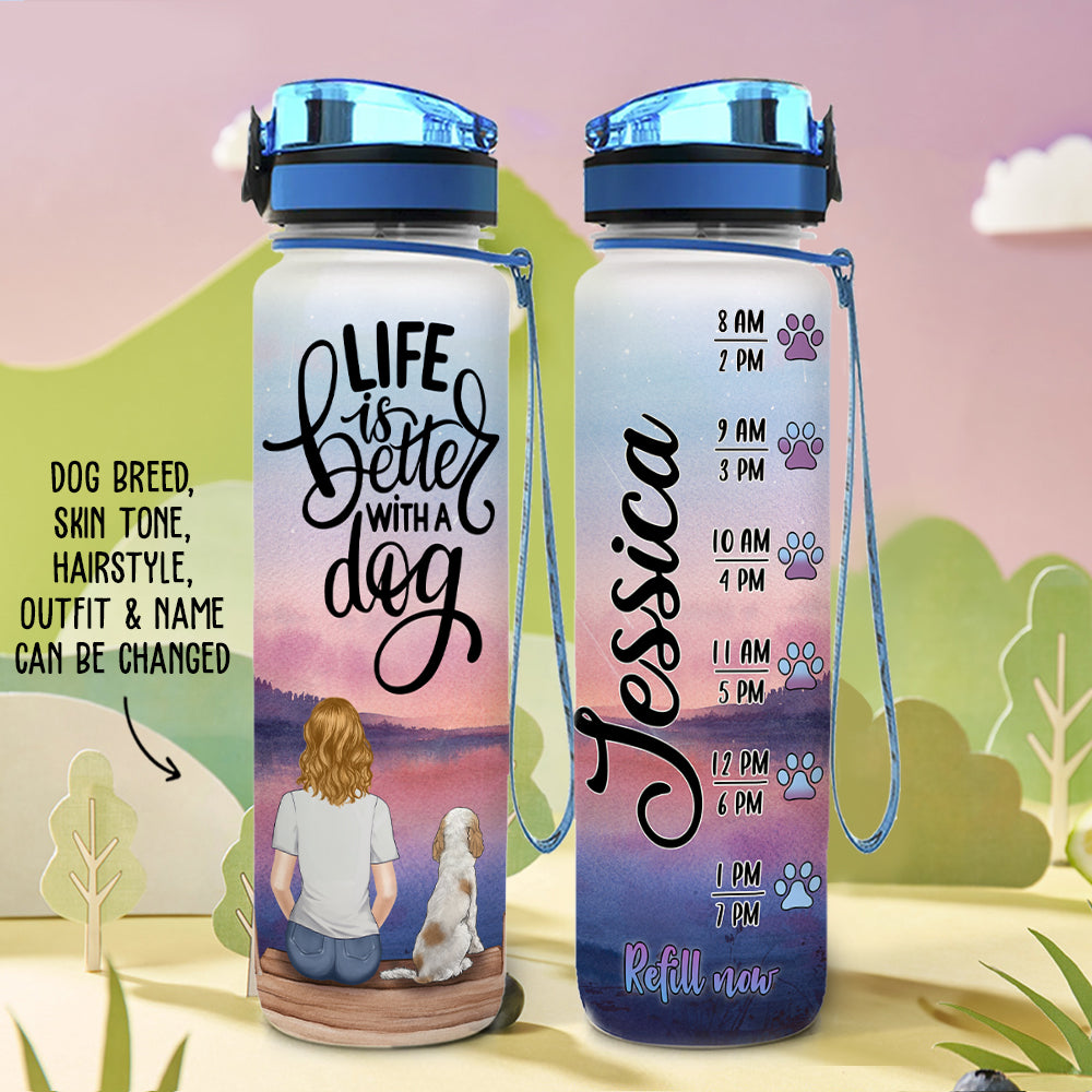 Personalized Custom Time - Marked Water Tracker Bottle: Ideal for Pet Lovers
