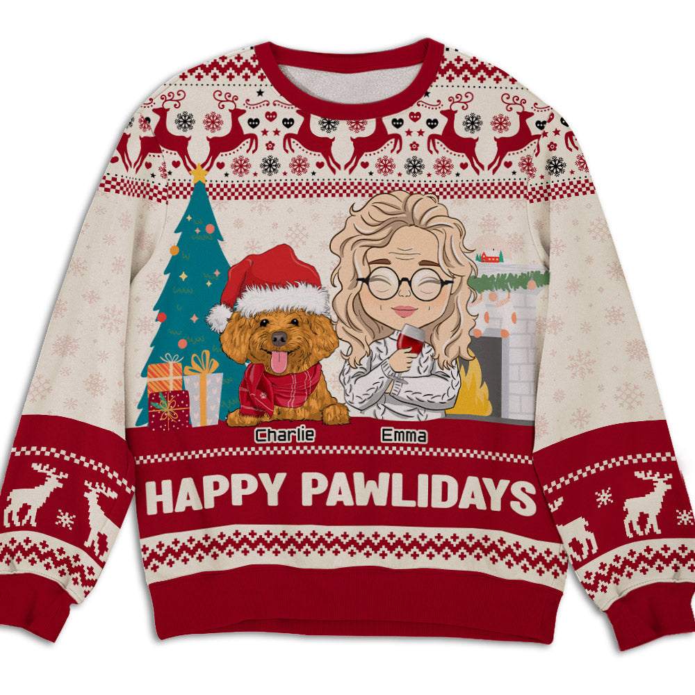 Pawlidays Personalized Custom All-Over-Print Dog Lover's Sweatshirt