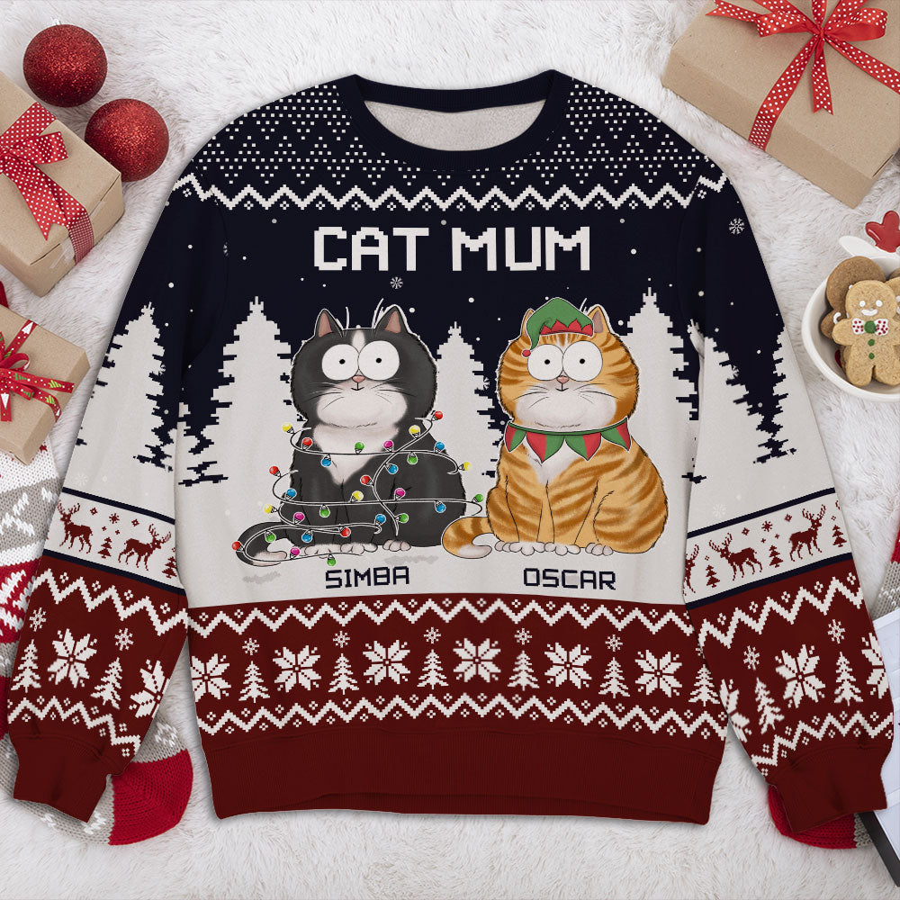 Personalized Funny Cat Dad All-Over-Print Sweatshirt - Ideal Gift for Pet Lovers