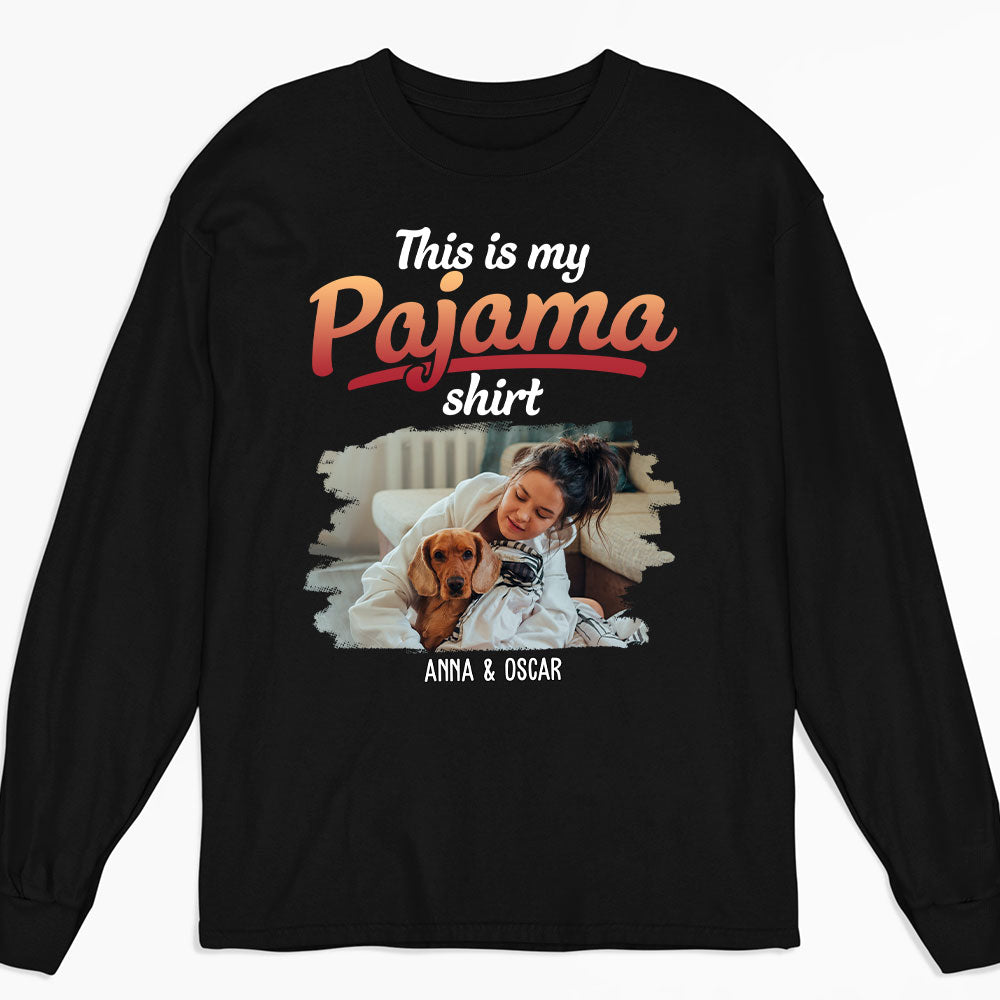 Personalized Custom Long Sleeve Pajama T-shirt with Pet Photo - Ideal Gift for Pet Lovers
