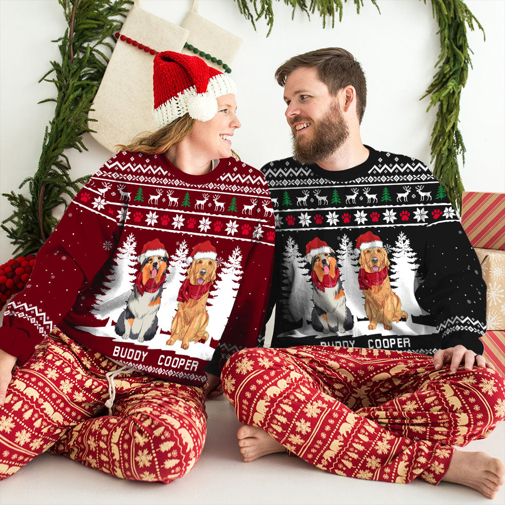 Customizable Winter Dog All-Over Print Sweatshirt - Ideal Gift for Pet Lovers