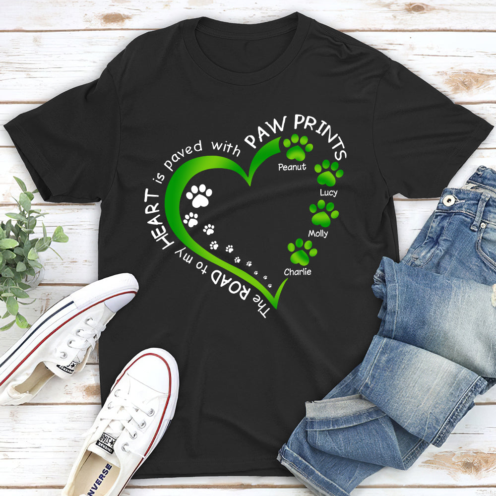 Personalized Unisex Paw Prints Heart T-shirt - Ideal Gift for Pet Lovers