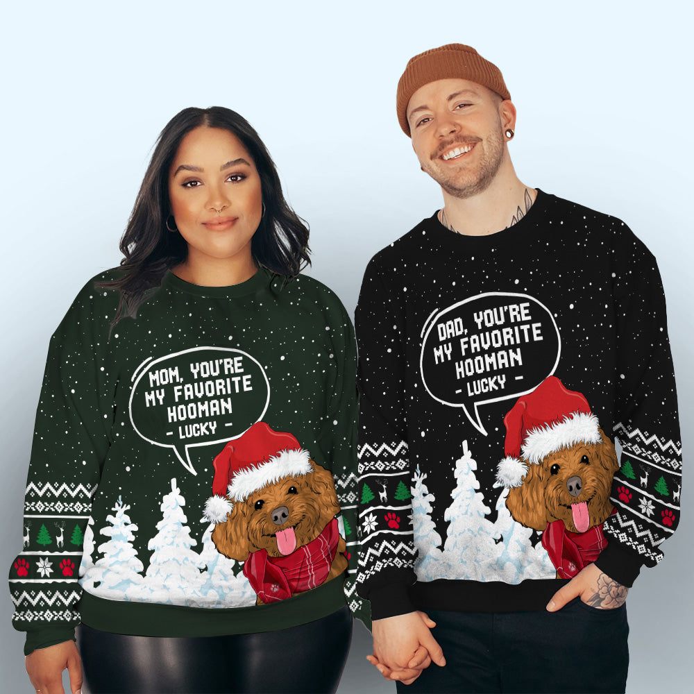 Favorite Hooman - Customizable All-Over Print Personalized Sweatshirt for Pet Lovers