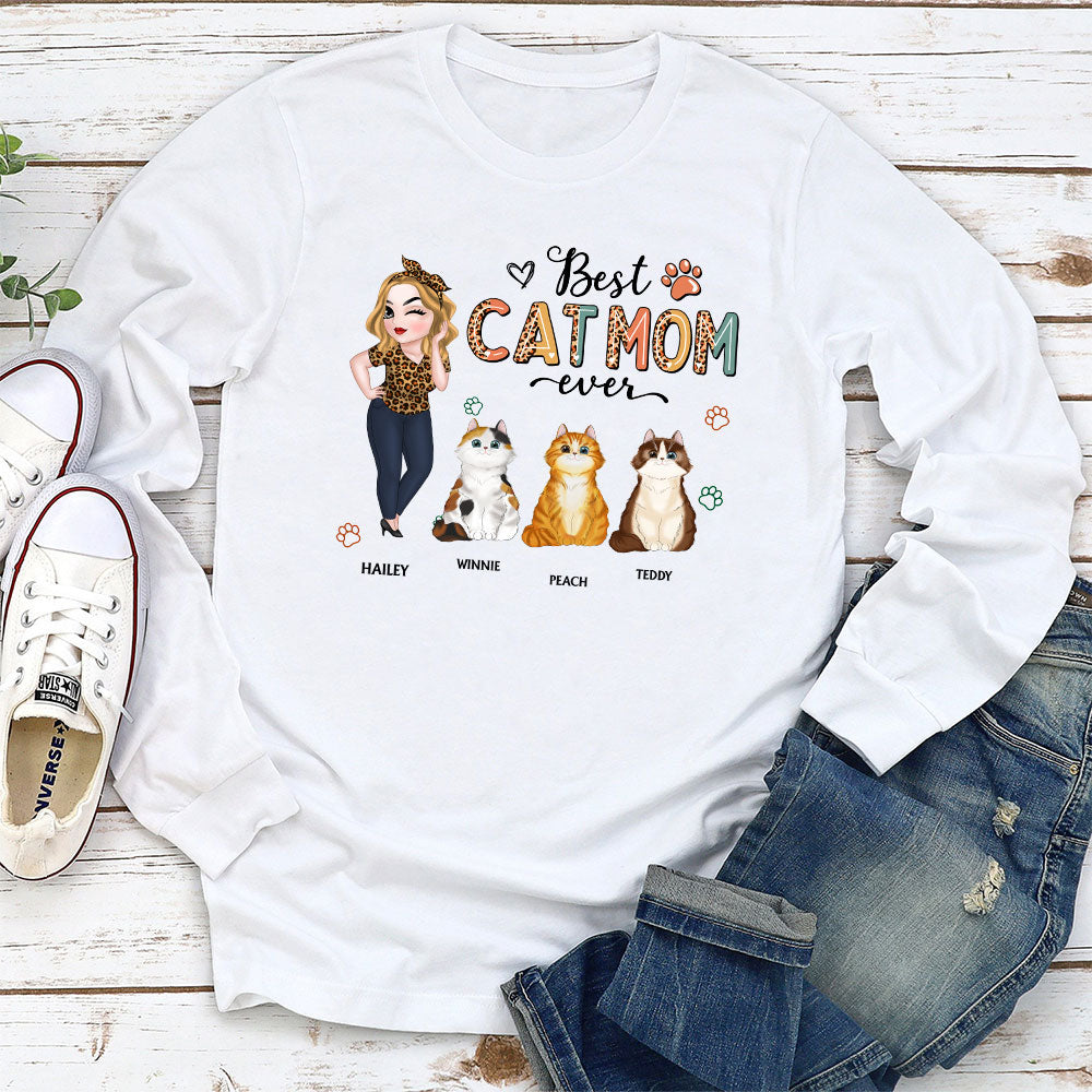 Best Cat Mom Forever - Customizable Personalized Long Sleeve T - shirt