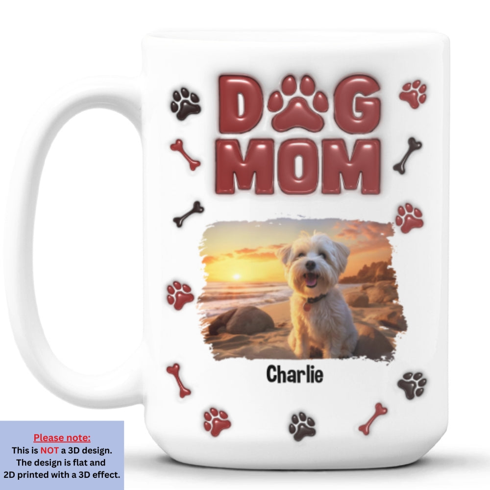 Personalized 3D Inflated Effect Lovely Dog Mama Photo Mug