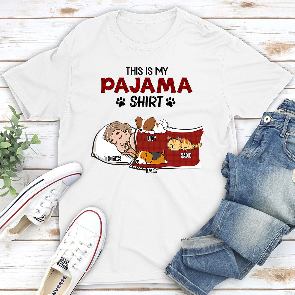 Personalized Custom Premium Sleeping Pet Pajama T-shirt - Ideal Gift for Pet Lovers