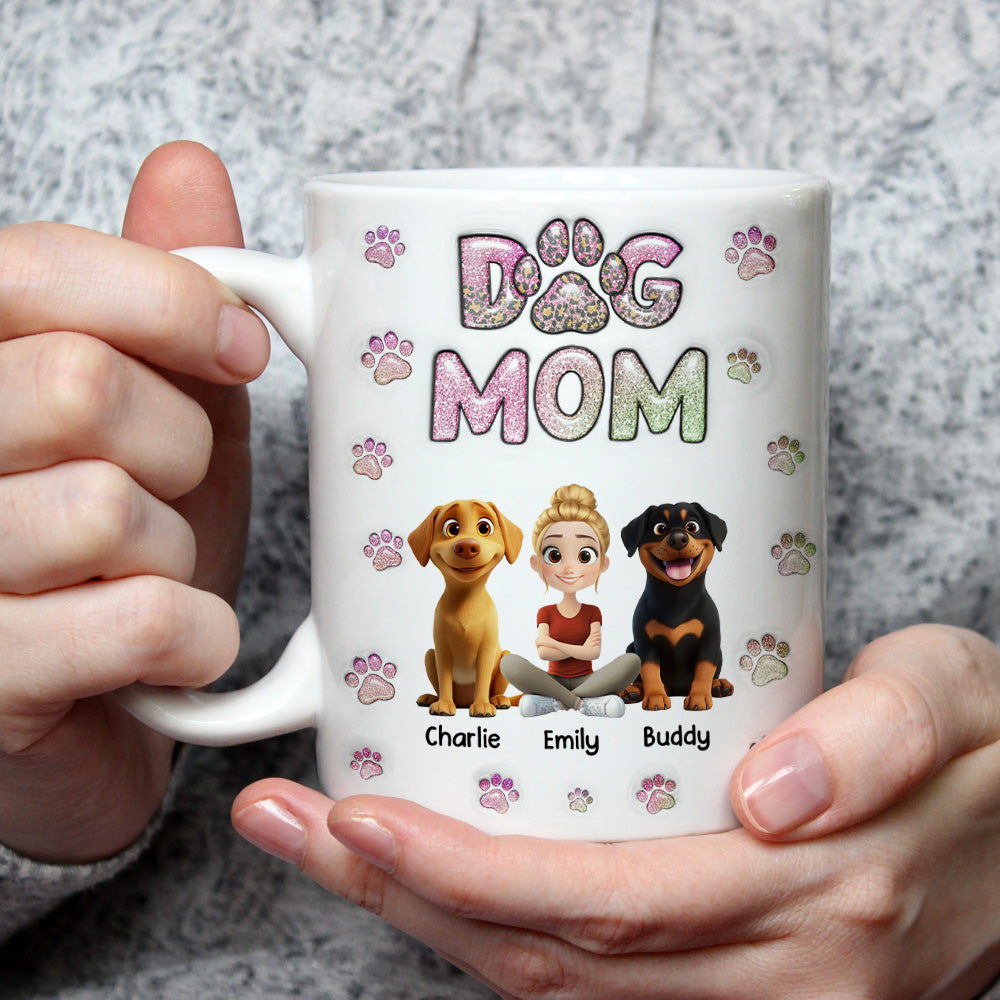 Personalized 3D Inflated Effect Chibi Dog Mom Mug