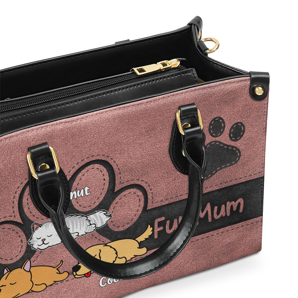 Personalized Elegant Fur Mom Custom Leather Handbag